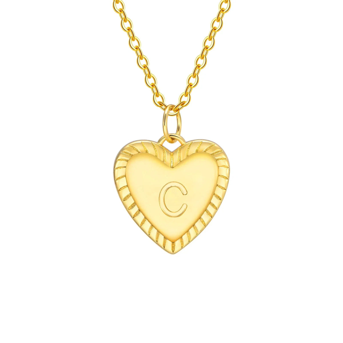 14k Dainty Heart Pendant Letter Initial Necklace