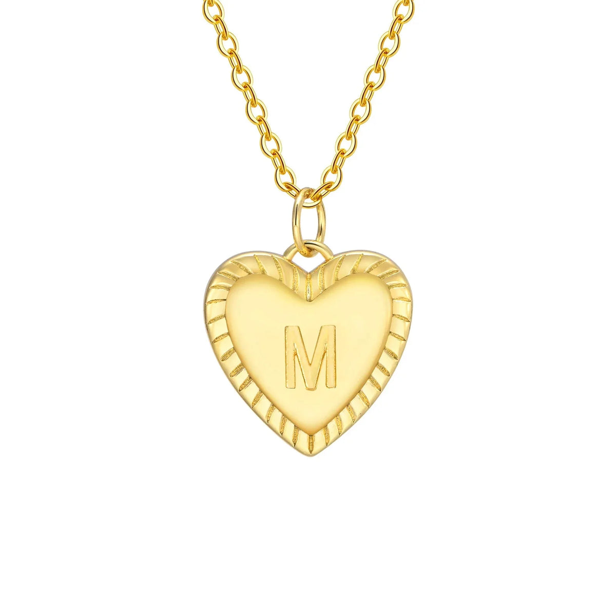 14k Dainty Heart Pendant Letter Initial Necklace