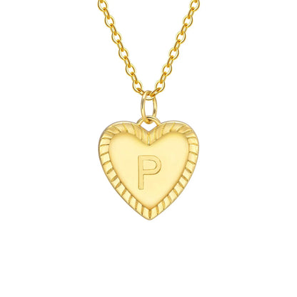 14k Dainty Heart Pendant Letter Initial Necklace