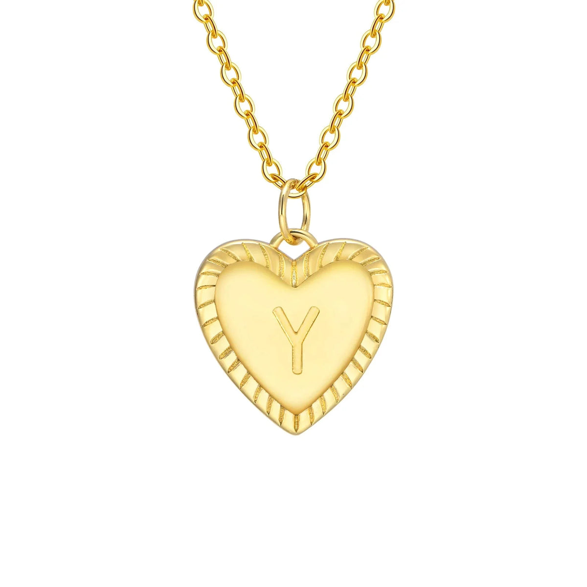 14k Dainty Heart Pendant Letter Initial Necklace
