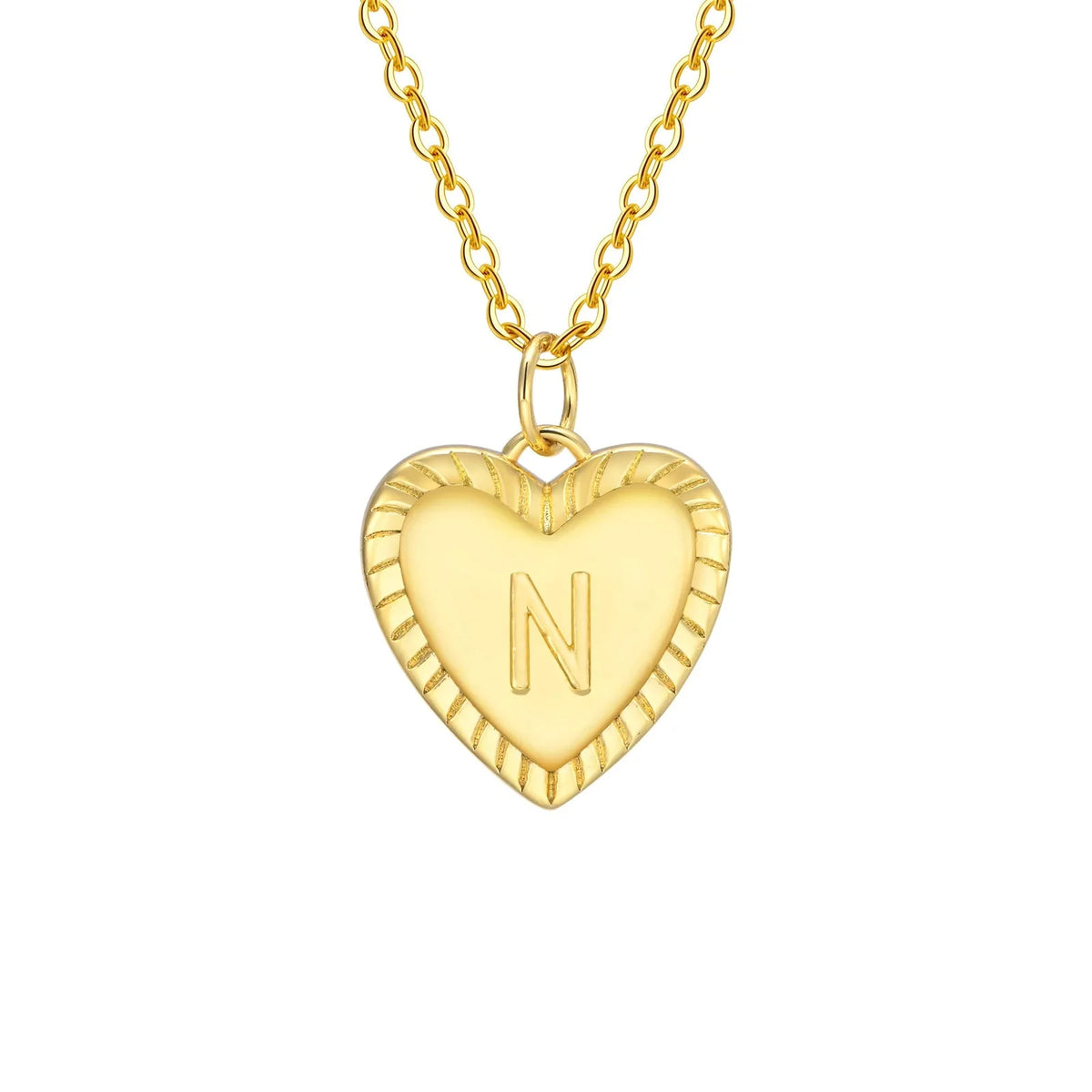 14k Dainty Heart Pendant Letter Initial Necklace