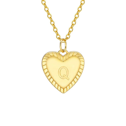 14k Dainty Heart Pendant Letter Initial Necklace