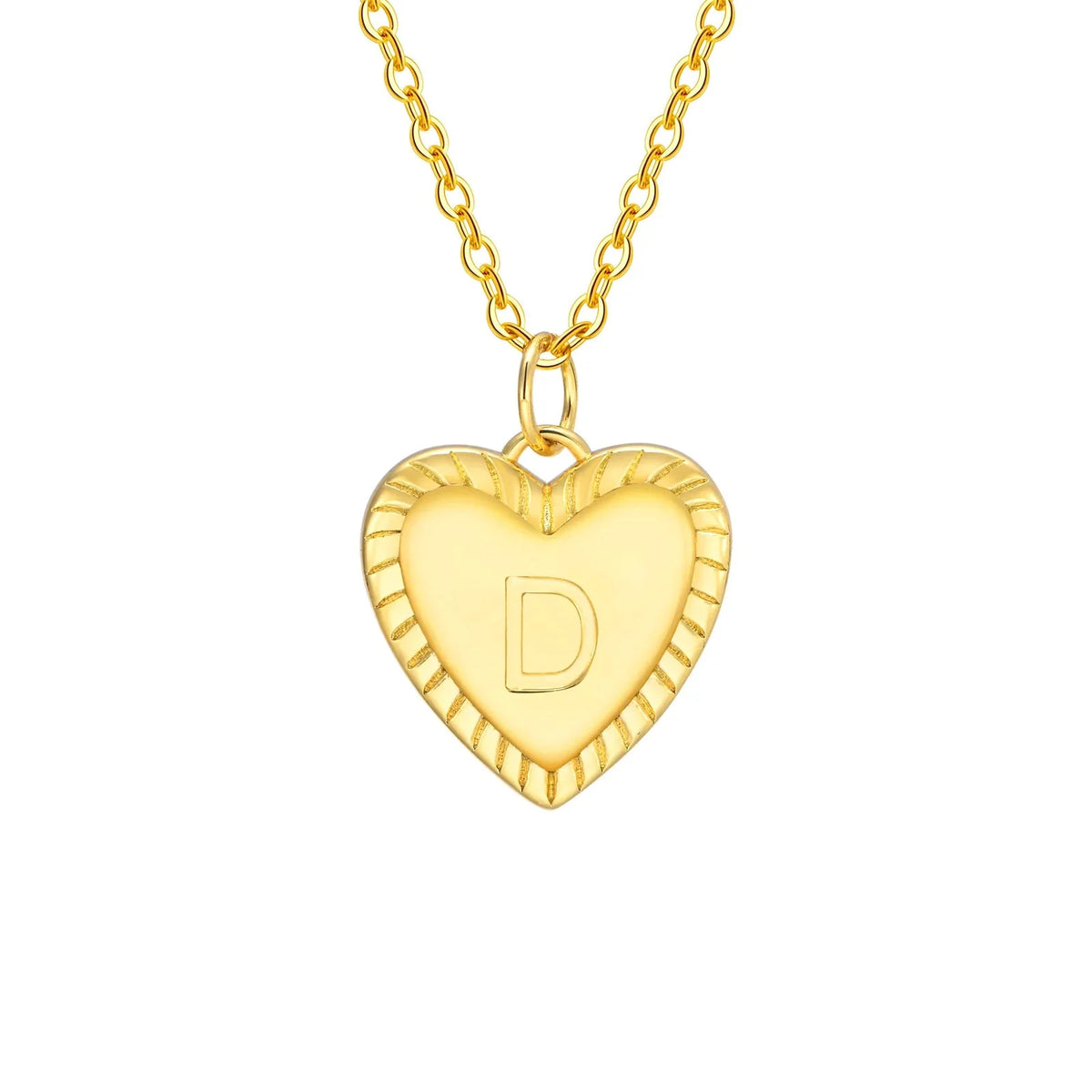 14k Dainty Heart Pendant Letter Initial Necklace