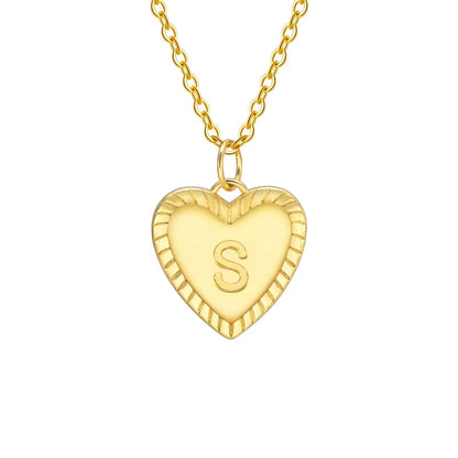 14k Dainty Heart Pendant Letter Initial Necklace