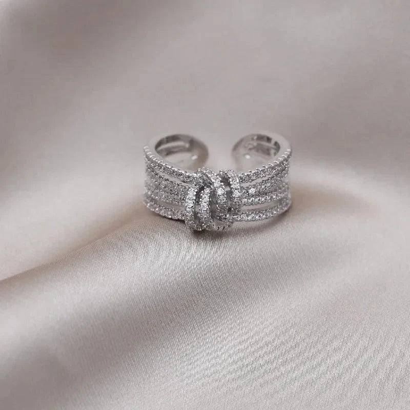 14k Dainty Layered Diamond Knot Ring