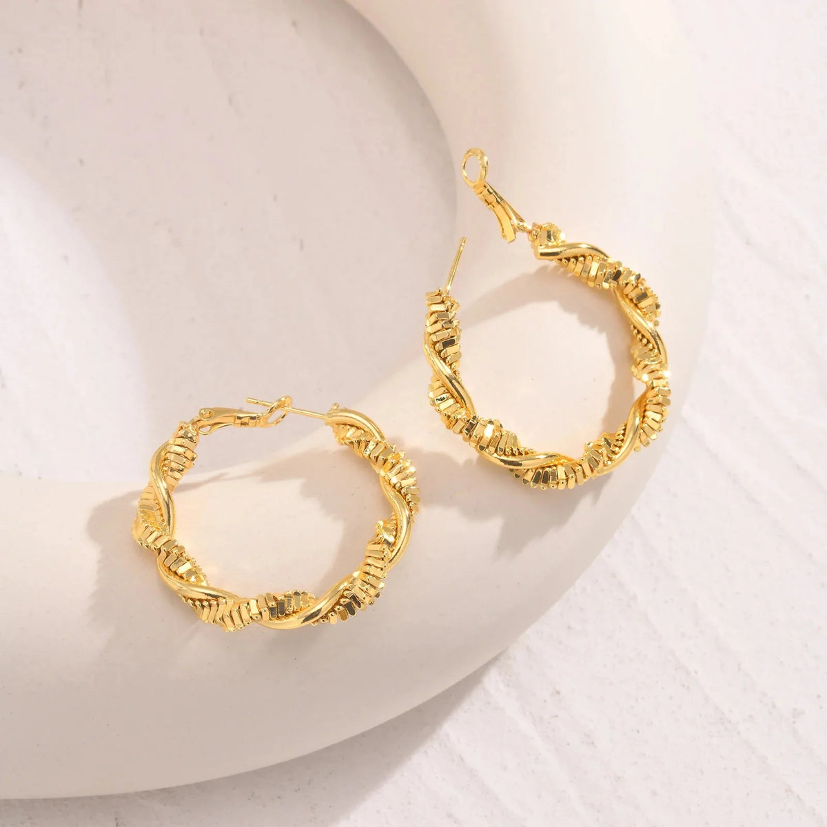 14k Deluxe Textured Spiral Hoop Earrings