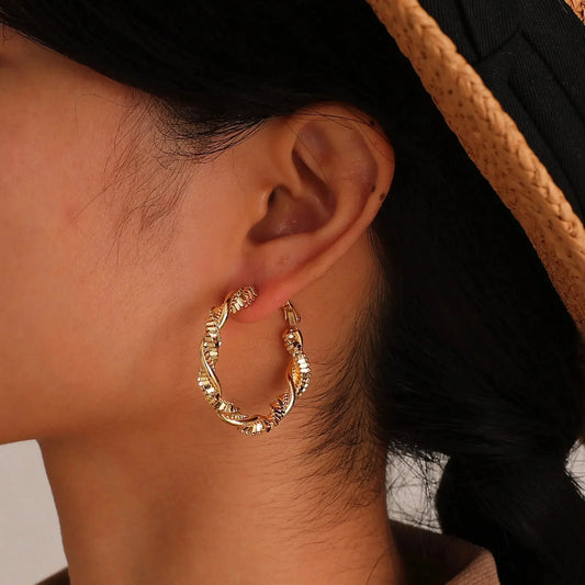 14k Deluxe Textured Spiral Hoop Earrings