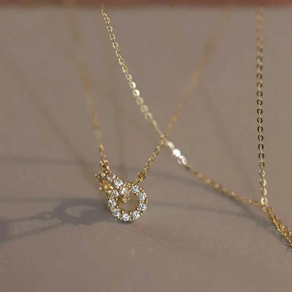 14K S925 Interlaced Diamond Circles Necklace