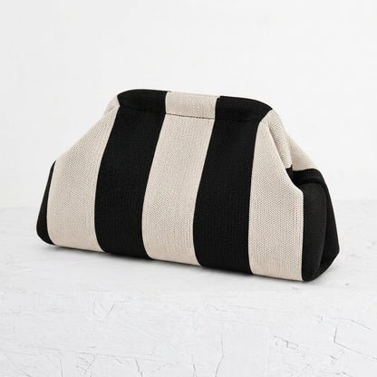 Woven Striped Pouch Clutch