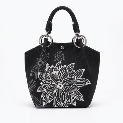 Knit Magnetic Clasp Bucket Bag