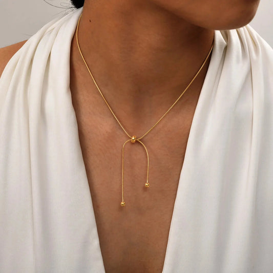18k Adjustable Tassel Snake Chain Necklace