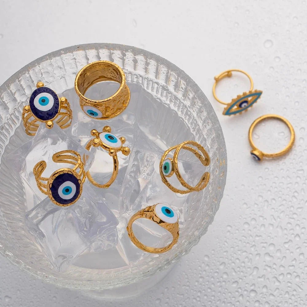 18k Bohemian Evil Eye Rings