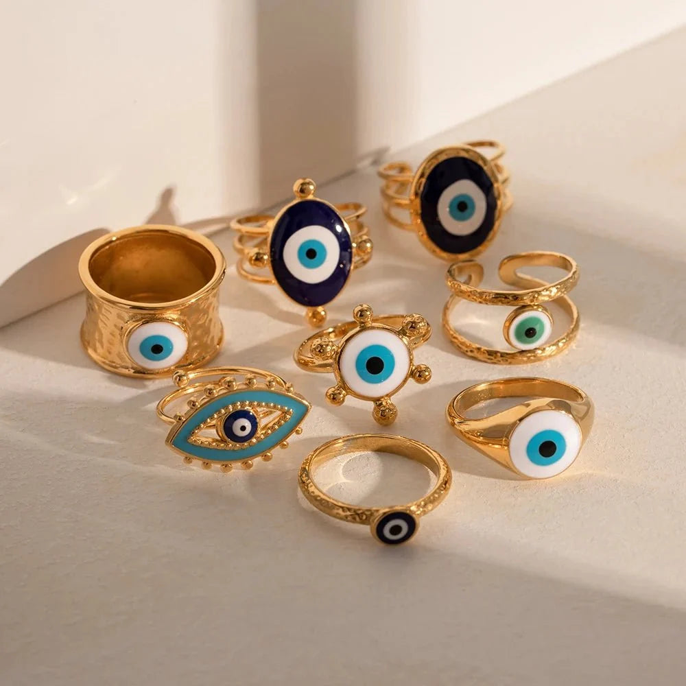 18k Bohemian Evil Eye Rings