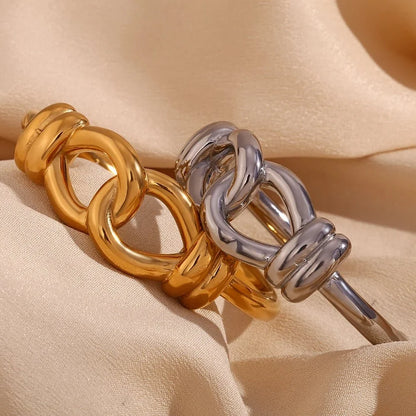 18k Chunky Buckle Open Bangle Bracelet