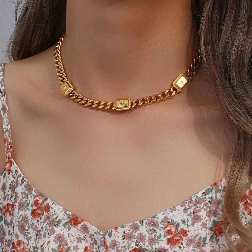 18k Cuban North Star Tarot Necklace and Earring