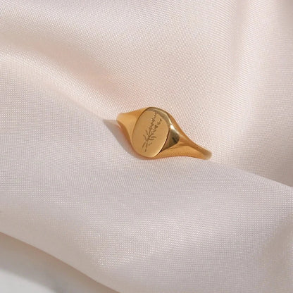 18k Dainty Floral Signet Rings