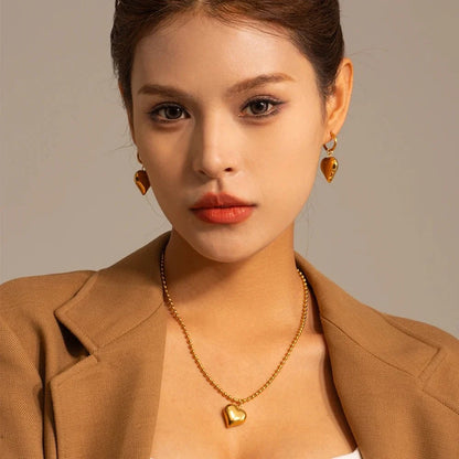 18k Dainty Heart Hoops Earrings