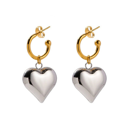 18k Dainty Heart Hoops Earrings