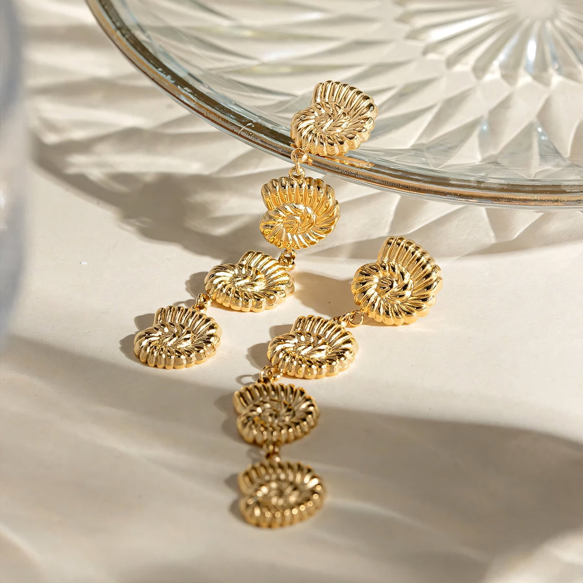 18k Dangling Shells Tropical Earrings