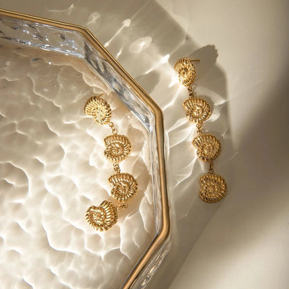 18k Dangling Shells Tropical Earrings