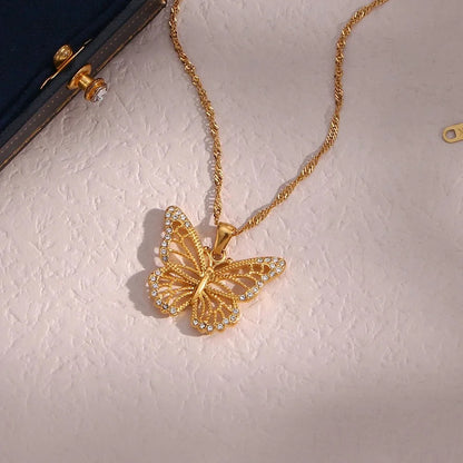 18k Diamond Accented Butterfly Necklace