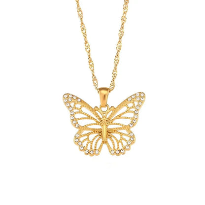 18k Diamond Accented Butterfly Necklace