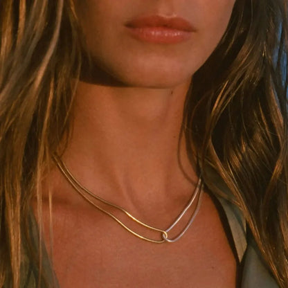 18k Dual Loop Box Chain Necklace