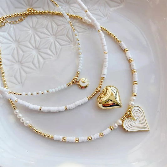 18K Gold Boho Heart Choker Necklaces