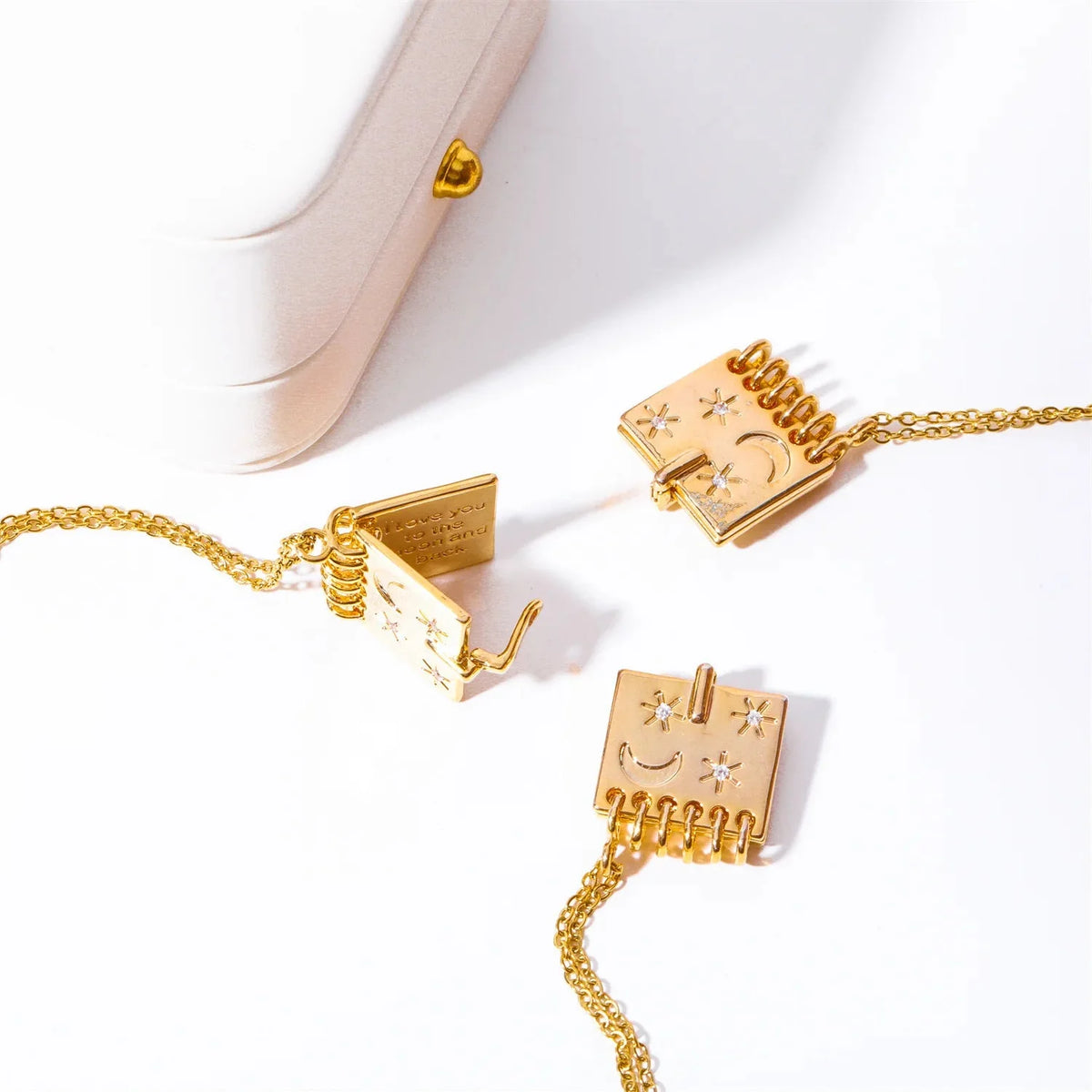 18k "I Love You To The Moon and Back" Booklet Necklace
