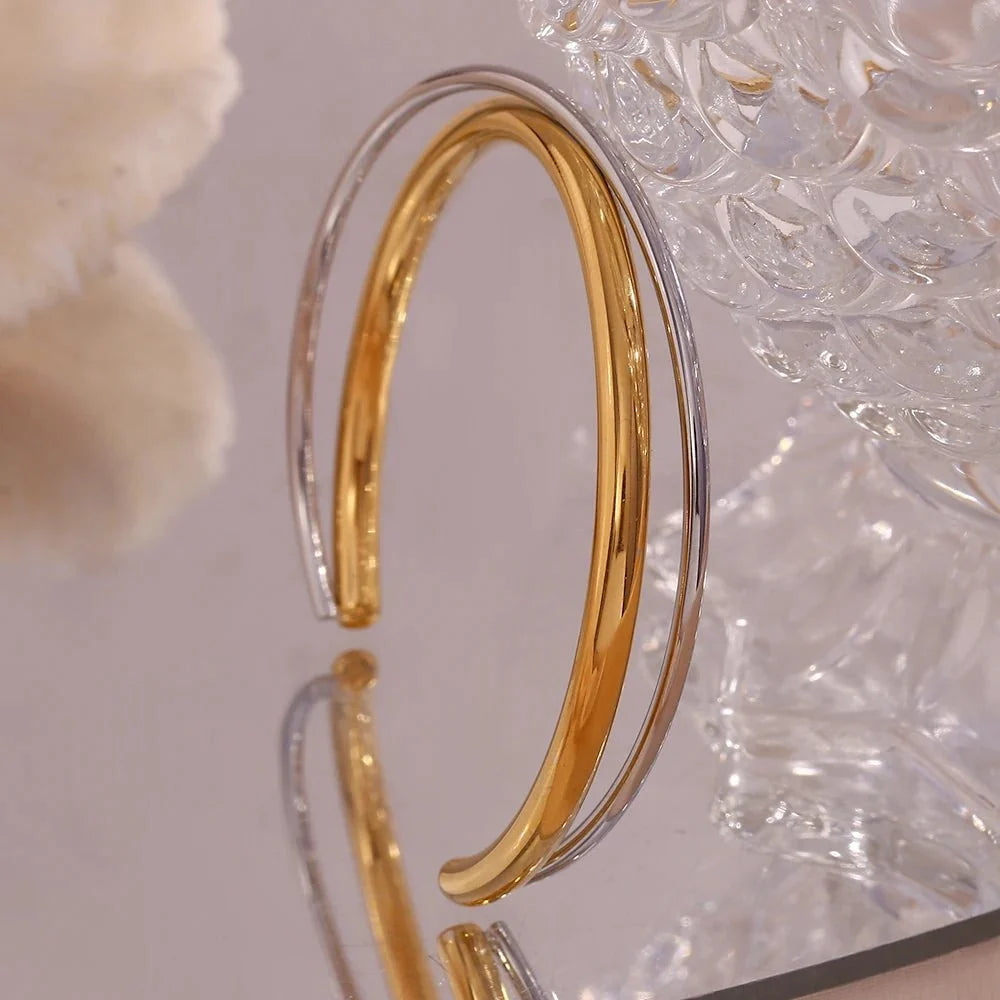 18k Intersect Cross Cuff Bracelet