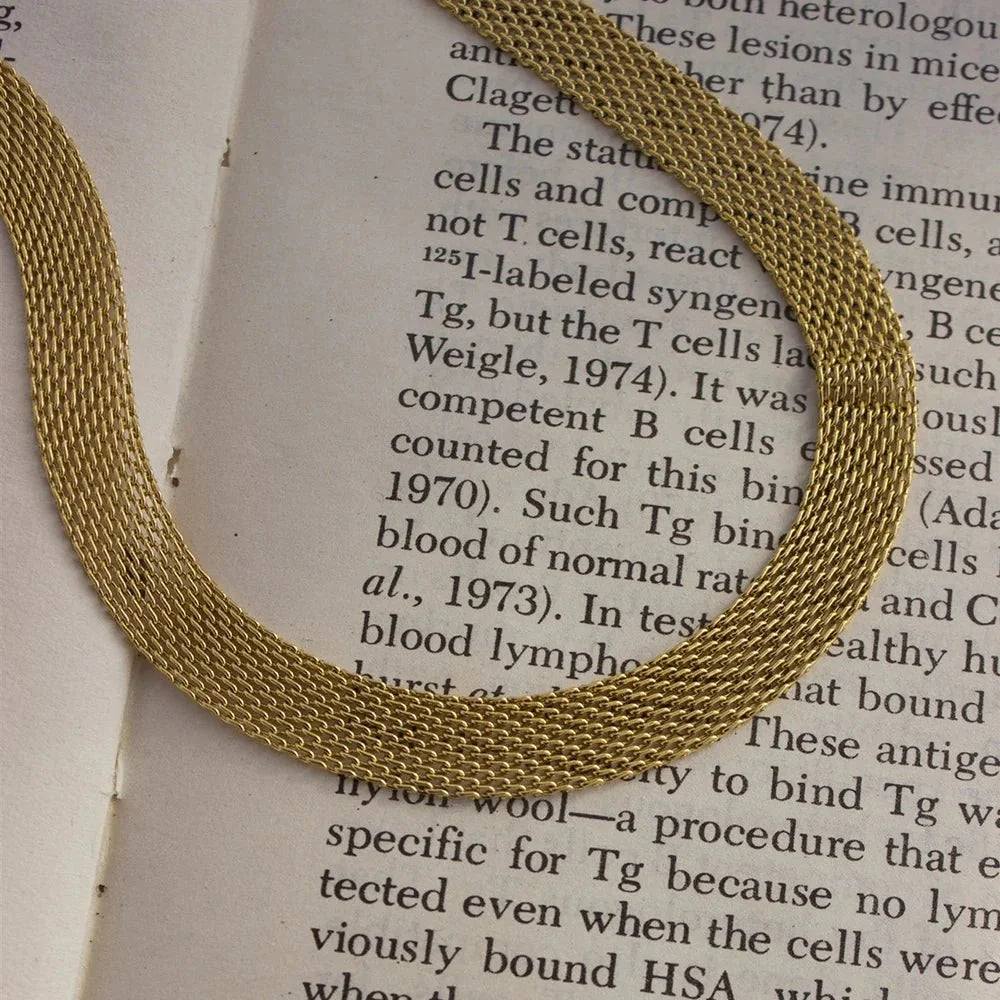 18k Layered Gold Mesh Choker Necklace and Bracelet