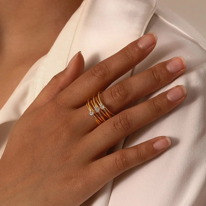 18k Multi Layered Triple Diamond Rings