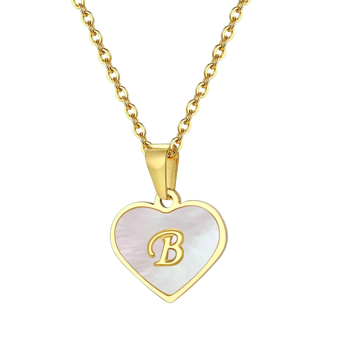 18k Pearl Heart Initial Letter Necklace