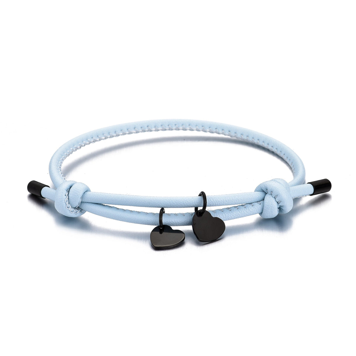 18k Personalized Leather Heart Charm Bracelet