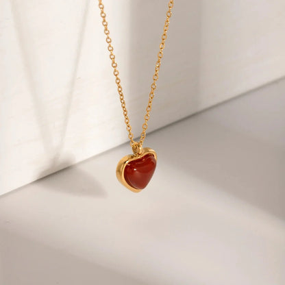 18k Romantic Dainty Red Heart Necklace