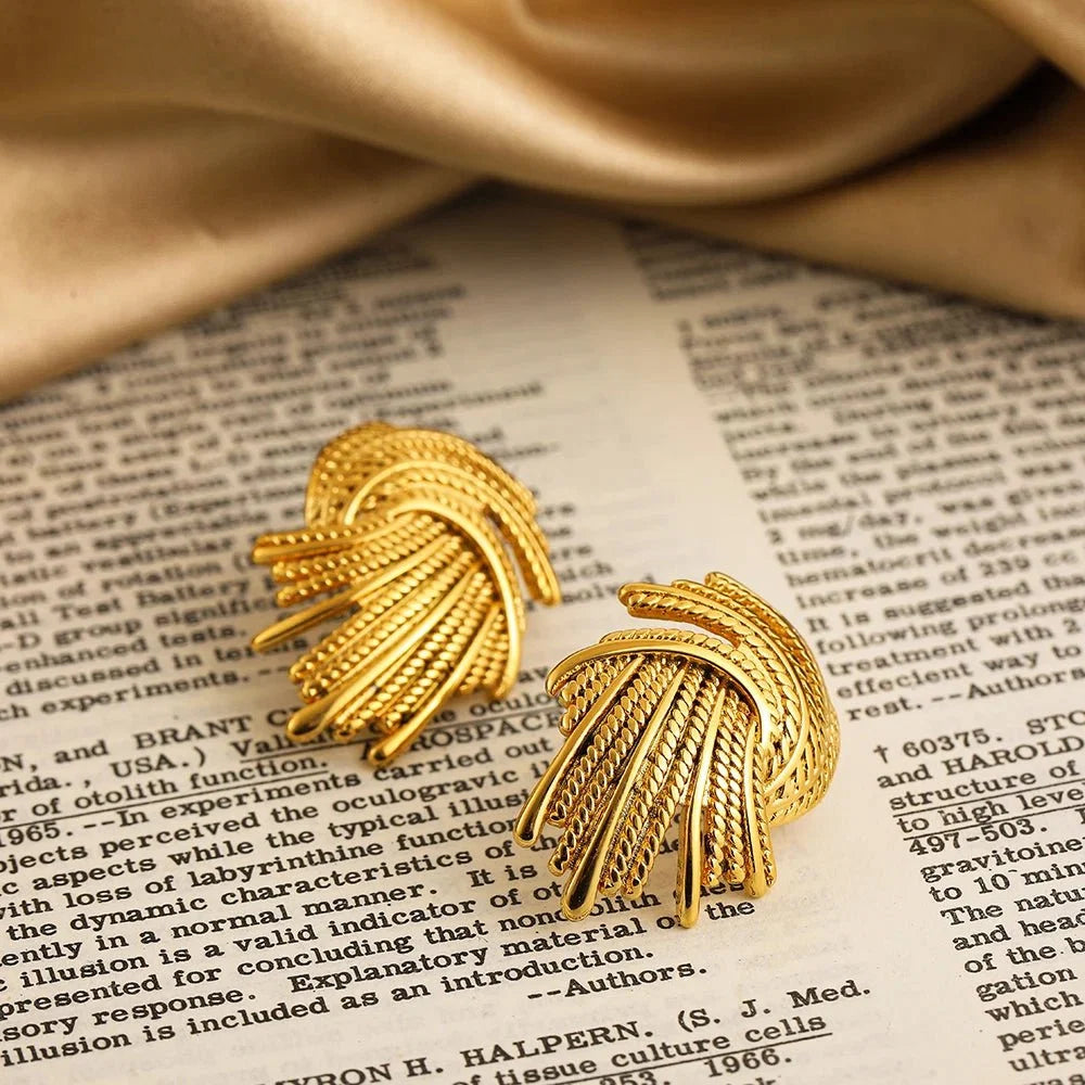 18k Spiraling Braided Dainty Earrings
