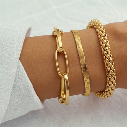 3pc Chunky & Elegant Bracelet Stack