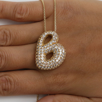 Chunky Bubble Diamond Dazzle Initial Necklaces