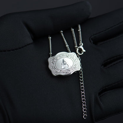 Dainty Belt Buckle Letter Initial Necklaces