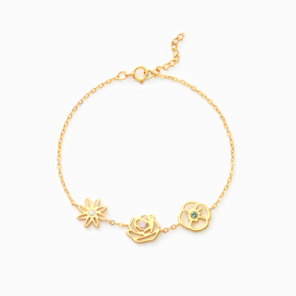 Dainty Birth Flower & Birthstone Bracelet