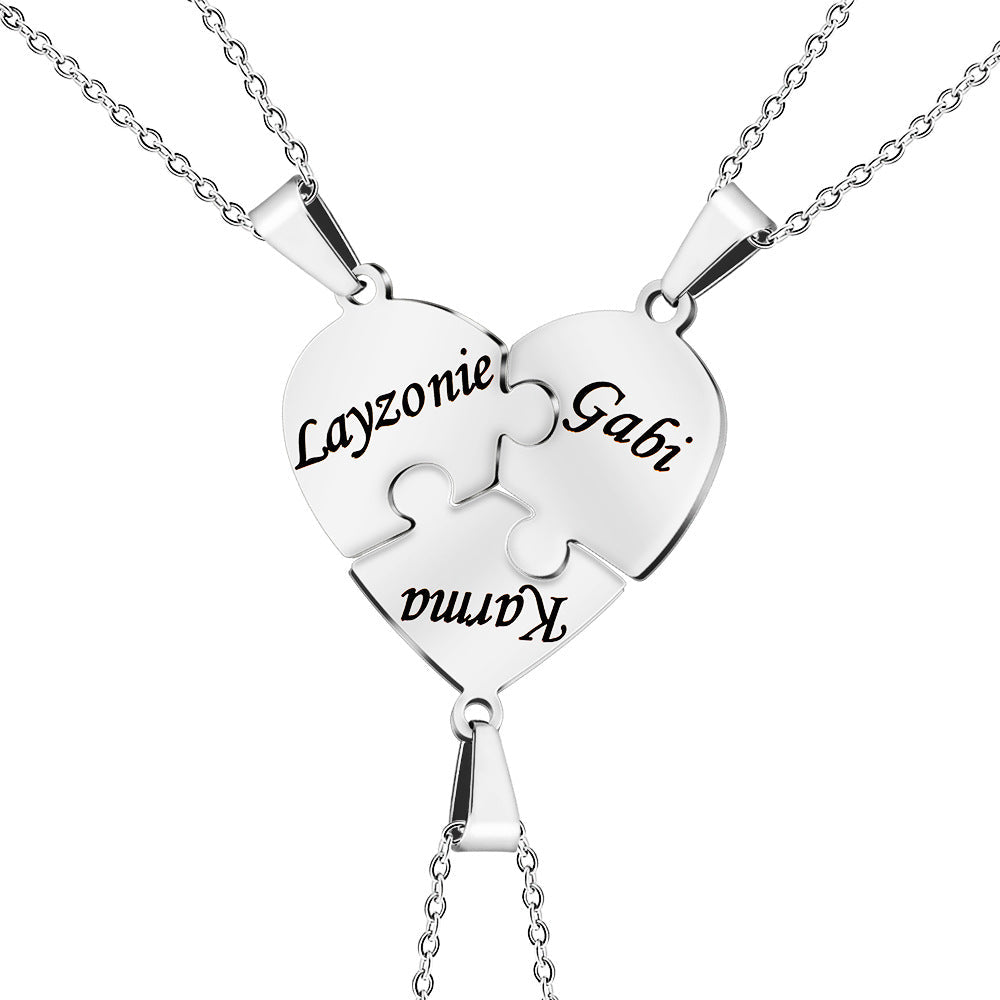 Personalized Family Heart Puzzle Necklace