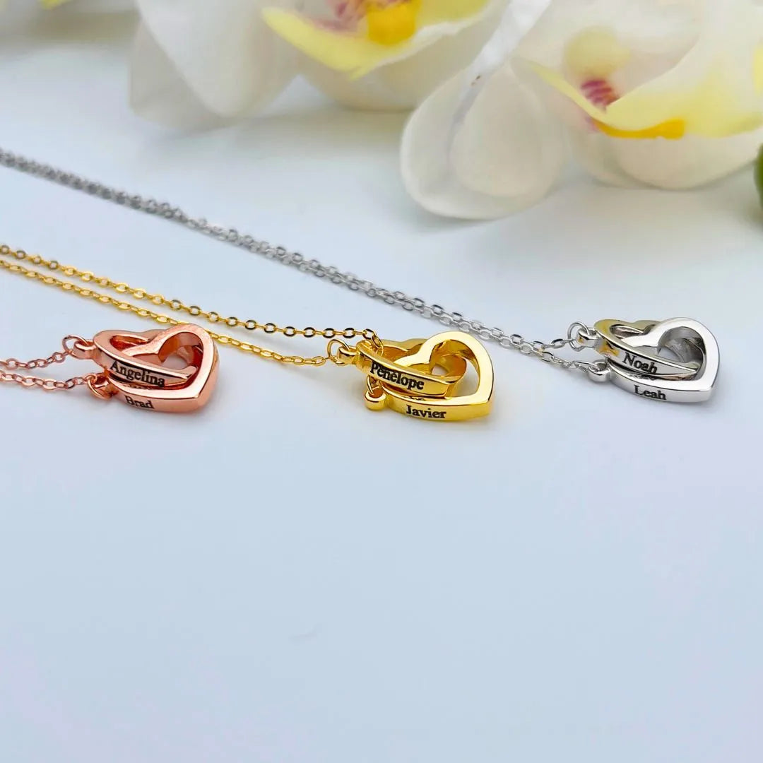 Romantic Bear Personalized Eternal Hearts Necklace