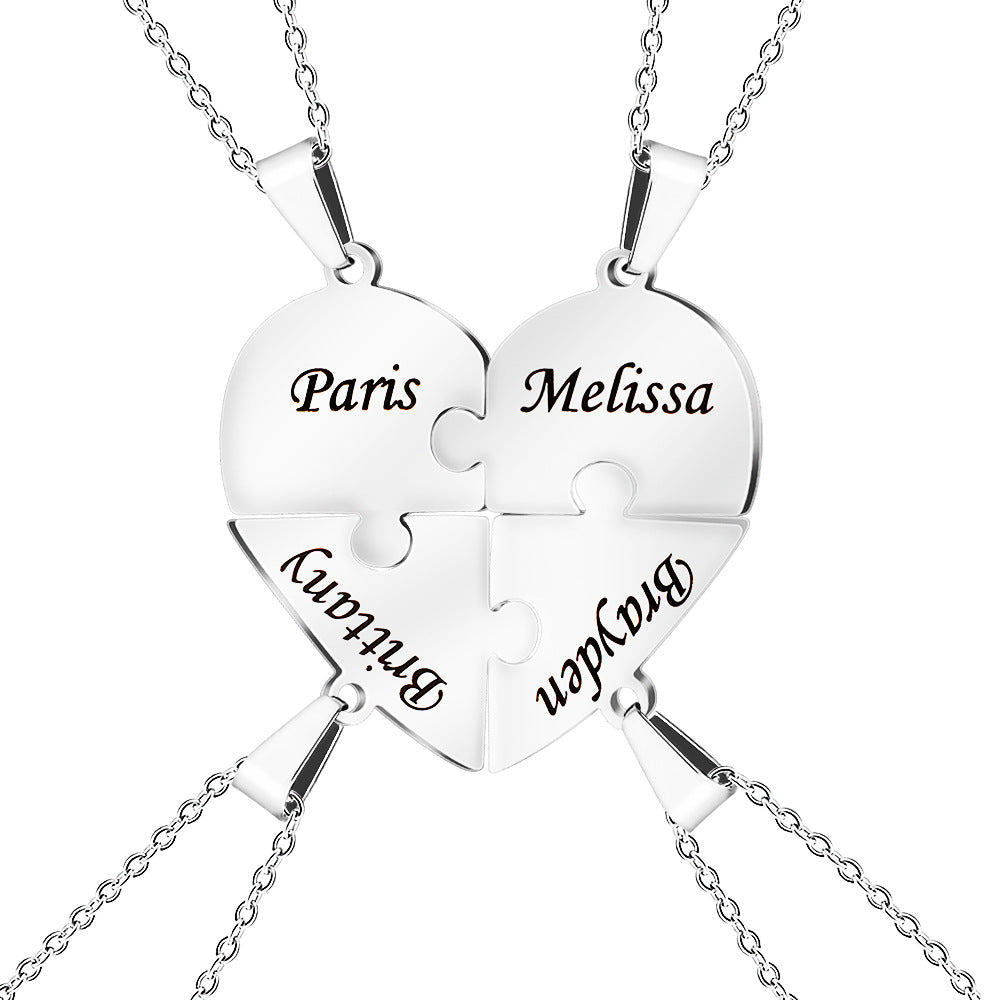 Personalized Family Heart Puzzle Necklace