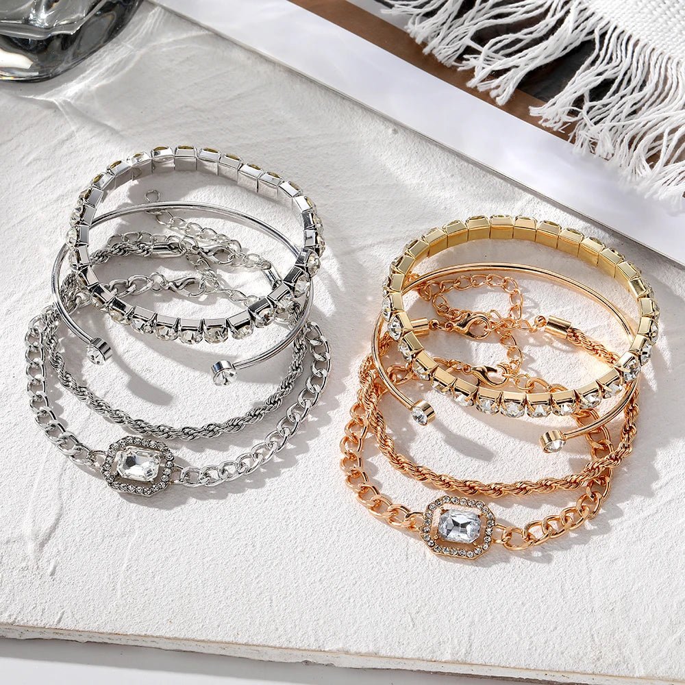 4pcs Diamond Shimmer Bracelet Stack