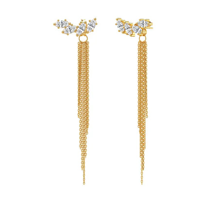 14k Tassel Chain Hoop Earrings