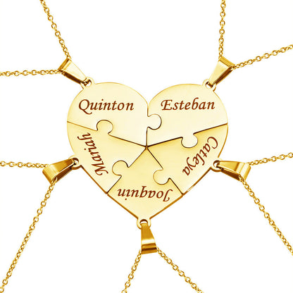 Personalized Family Heart Puzzle Necklace