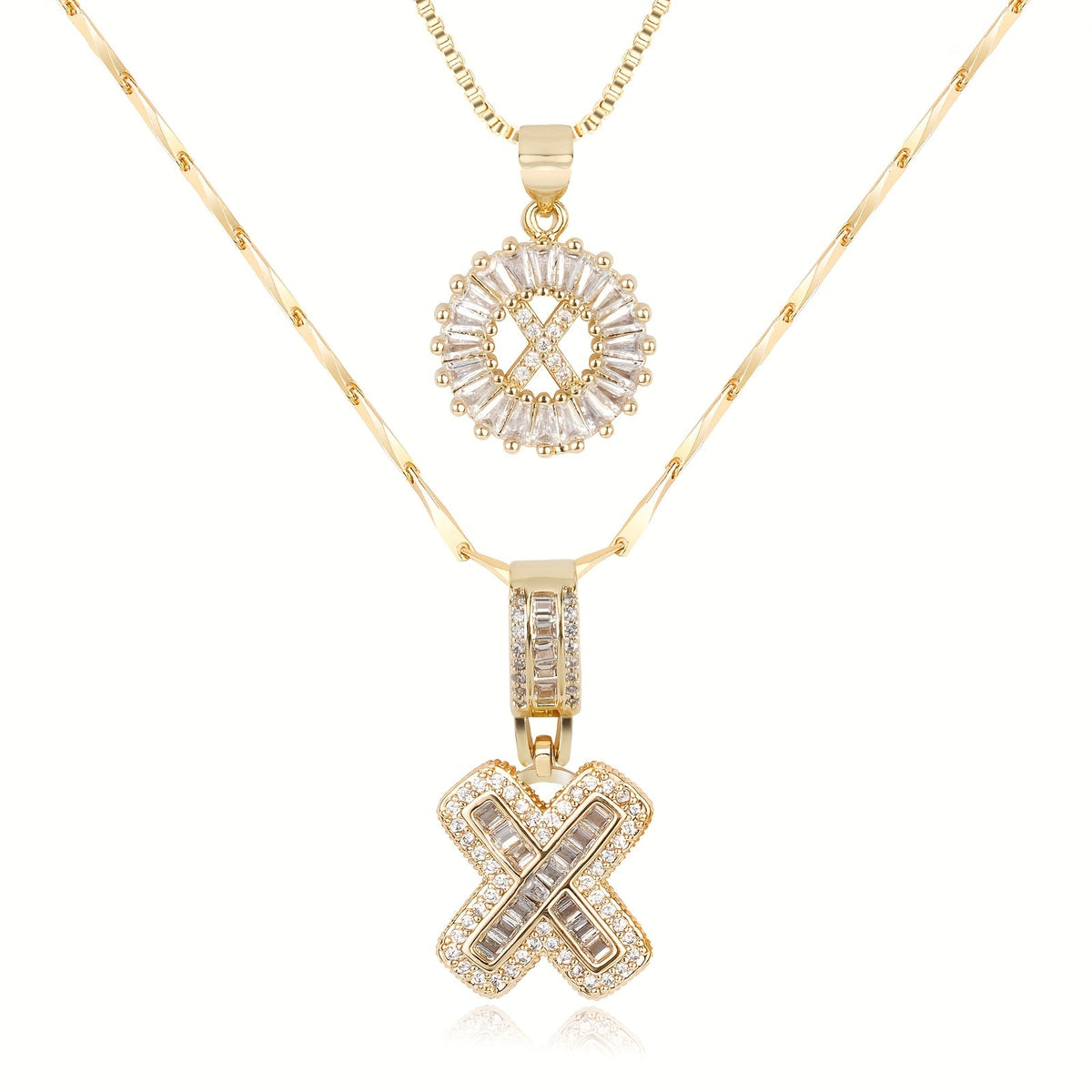 2pc 14k Diamond Letter Initial Necklaces