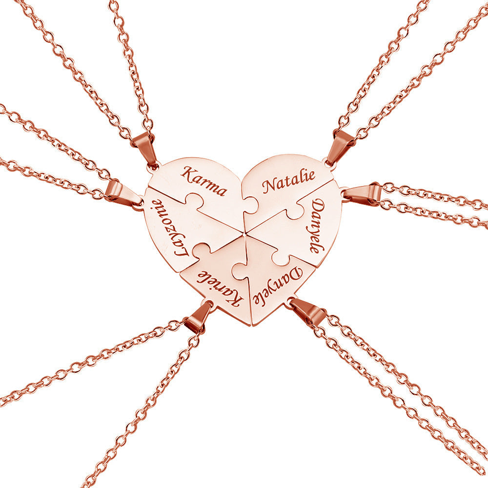 Personalized Family Heart Puzzle Necklace