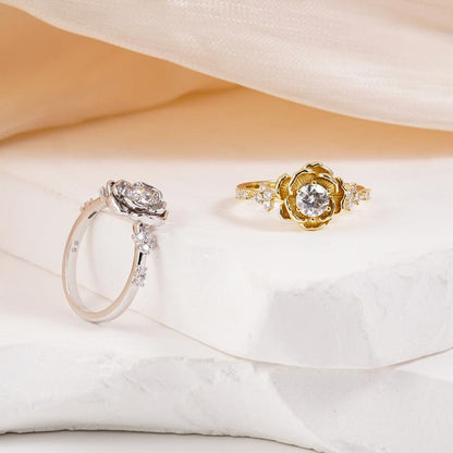 S925 Moissanite Center Set Rose Ring