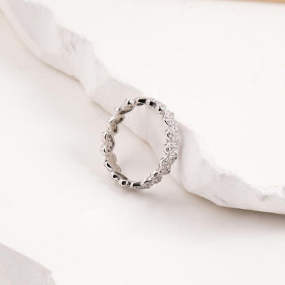 S925 Moissanite Accented Eternity Heart Ring
